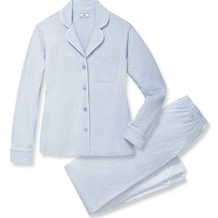 Women's Lightweight Pima Pajama Set in Periwinkle Geo