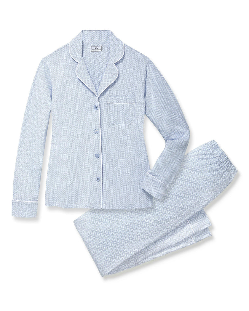 Women's Lightweight Pima Pajama Set in Periwinkle Geo