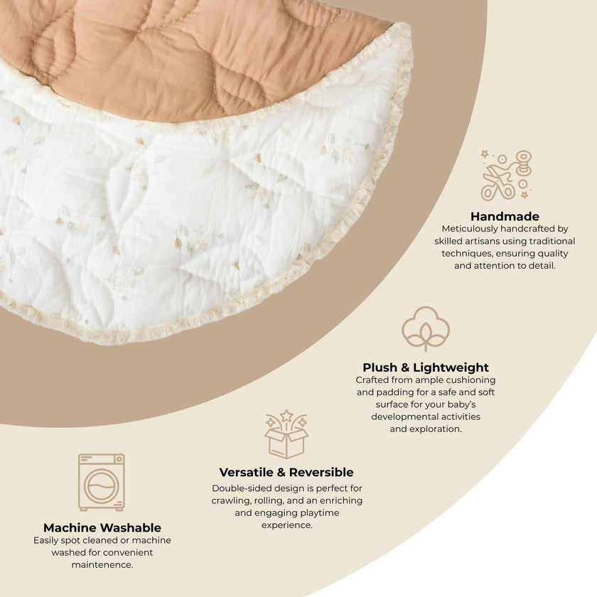 Willow Dainty Leaf Cotton Quilted Baby Play Mat