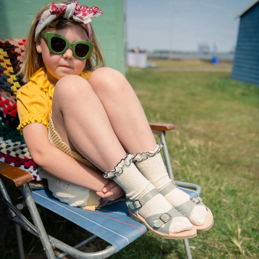 Pearl Kids Double Buckle Sandal – Smokey Sage Leather
