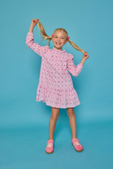 Jody Dress - Magenta Clip Dot Stripe