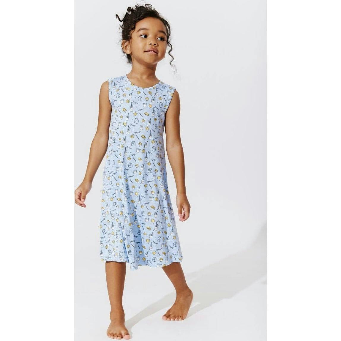 Milk & Cookies Blue Bamboo Girls' Sleeveless Dress