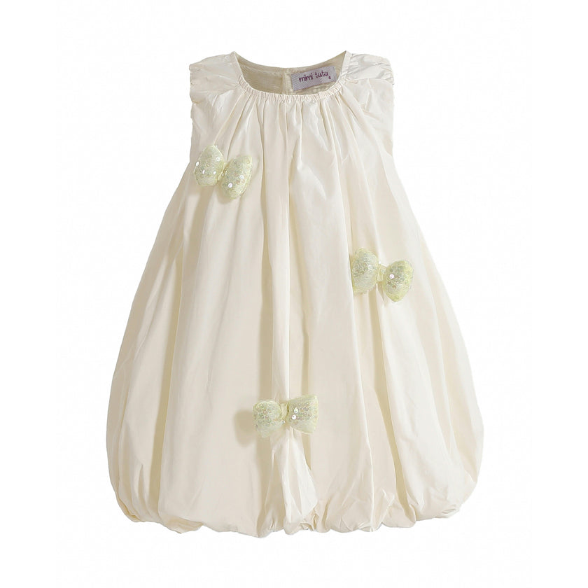 Cream Annalise Sequin Bow Balloon Dress