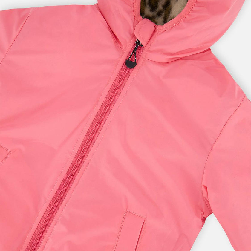 Reversible Mid-Season Jacket Pink And Leopard