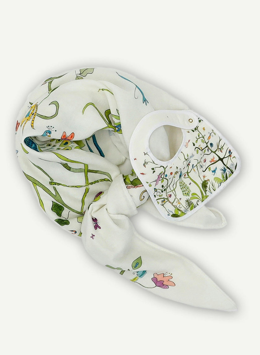 Baby Bib & Shawl Blanket Set - Tropical Chinoiserie