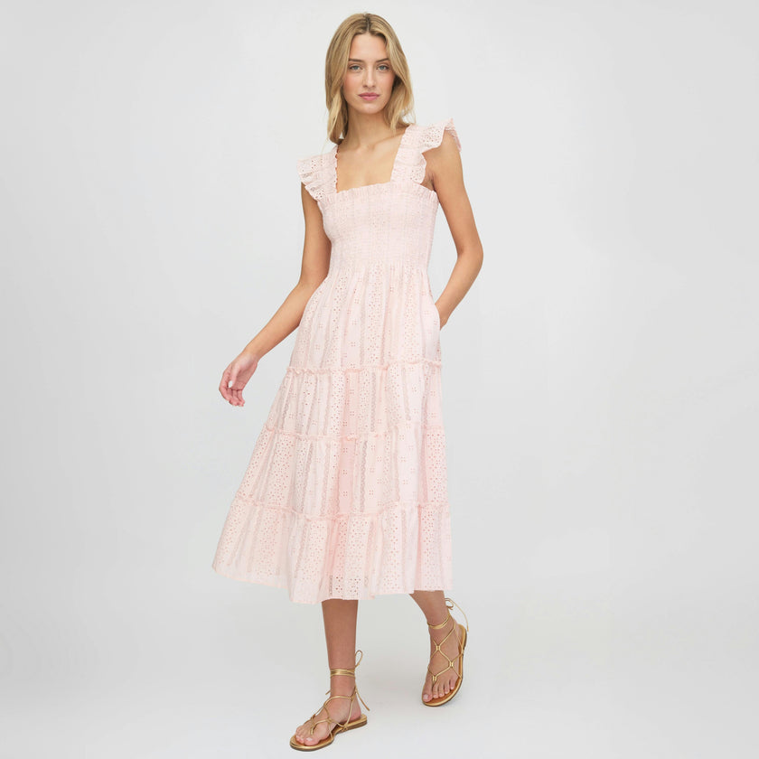 The Ellie Nap Dress - Pink Broderie Voile