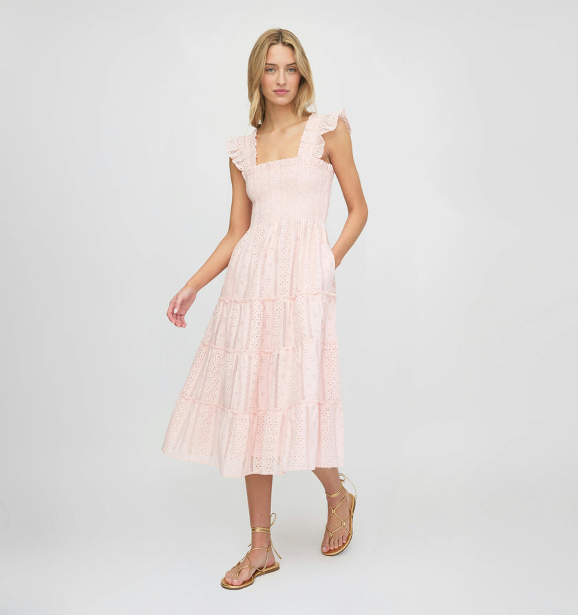 The Ellie Nap Dress - Pink Broderie Voile