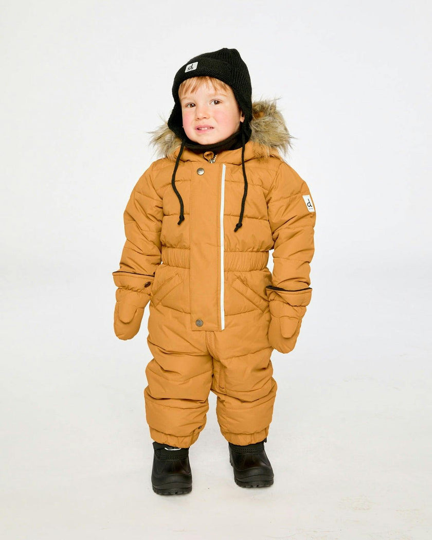 Baby Original One Piece Puffy Snowsuit With Removable Mittens And Boots Brown Sugar