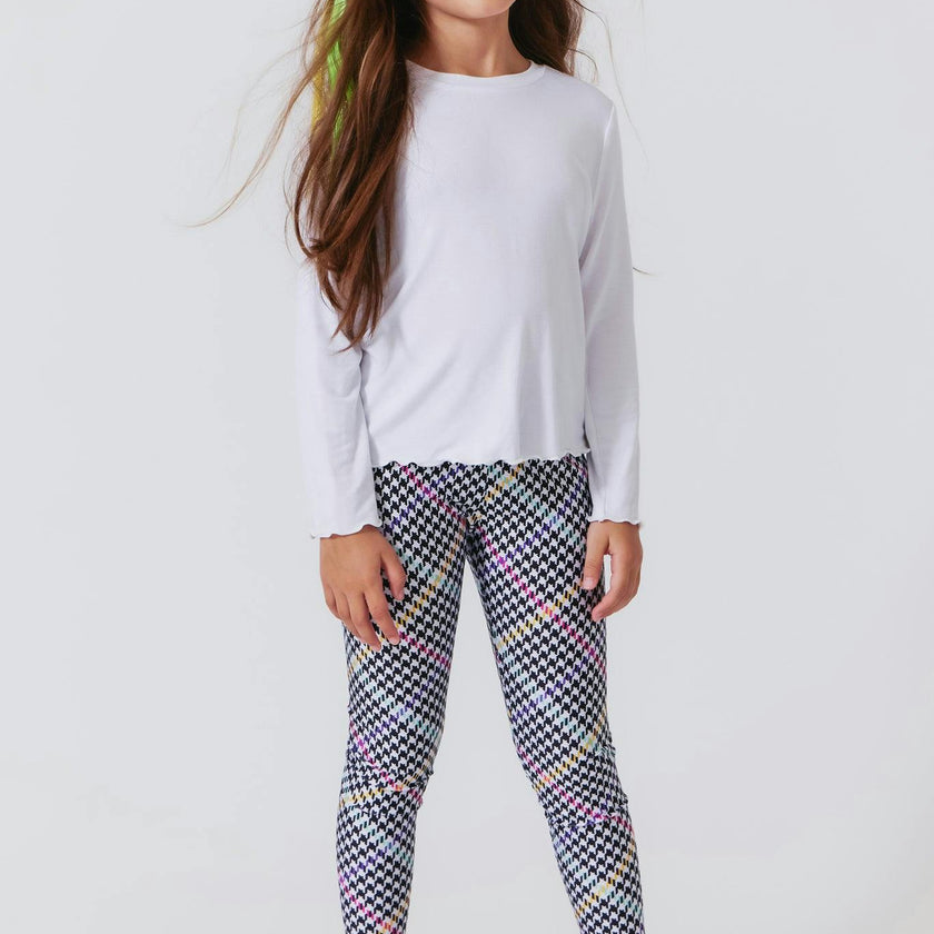 Girls Lettuce Edge Crew Neck Long Sleeve T-Shirt