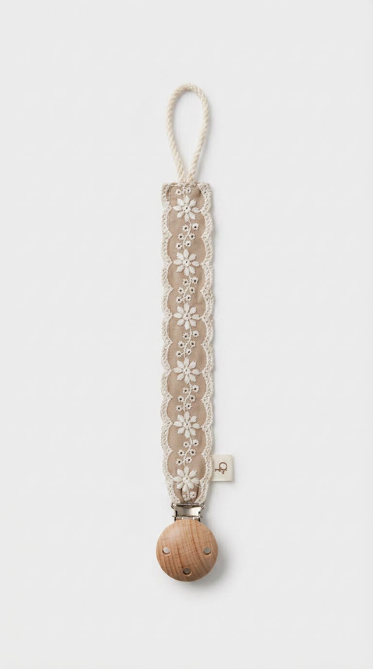Lace Pacifier Holder (Cream, Yellow, Brown)
