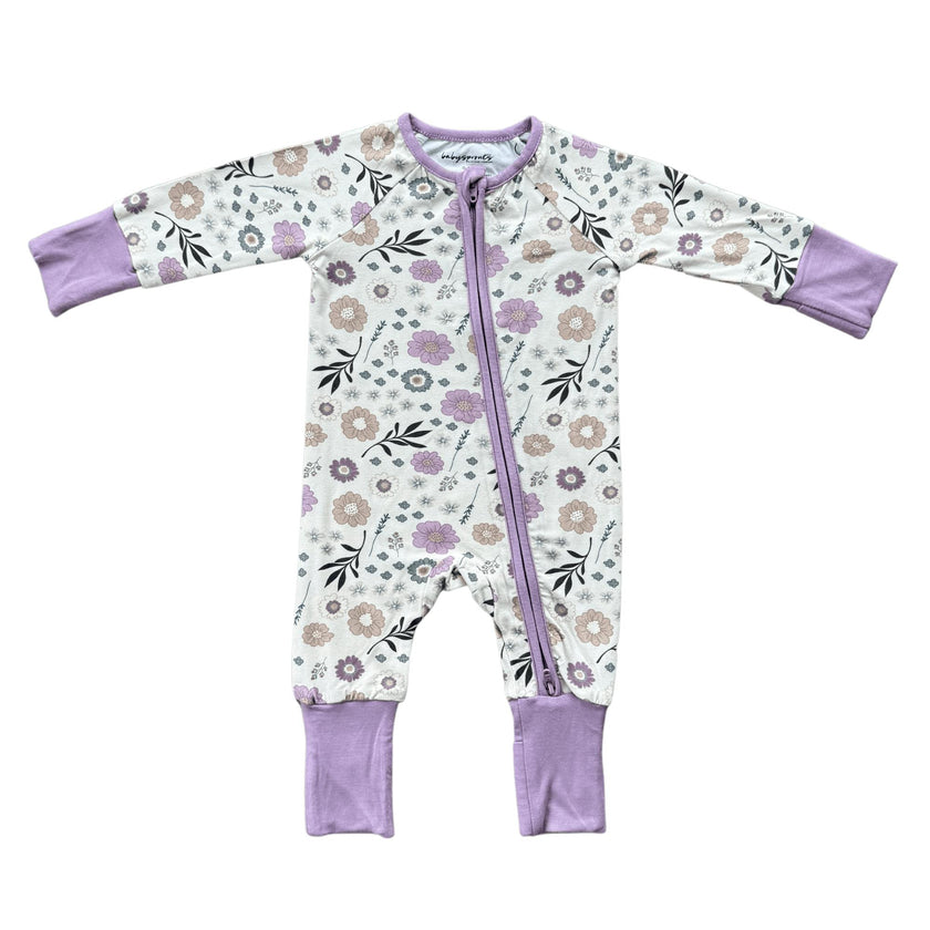 Long Sleeve Zip Romper Hair Bow