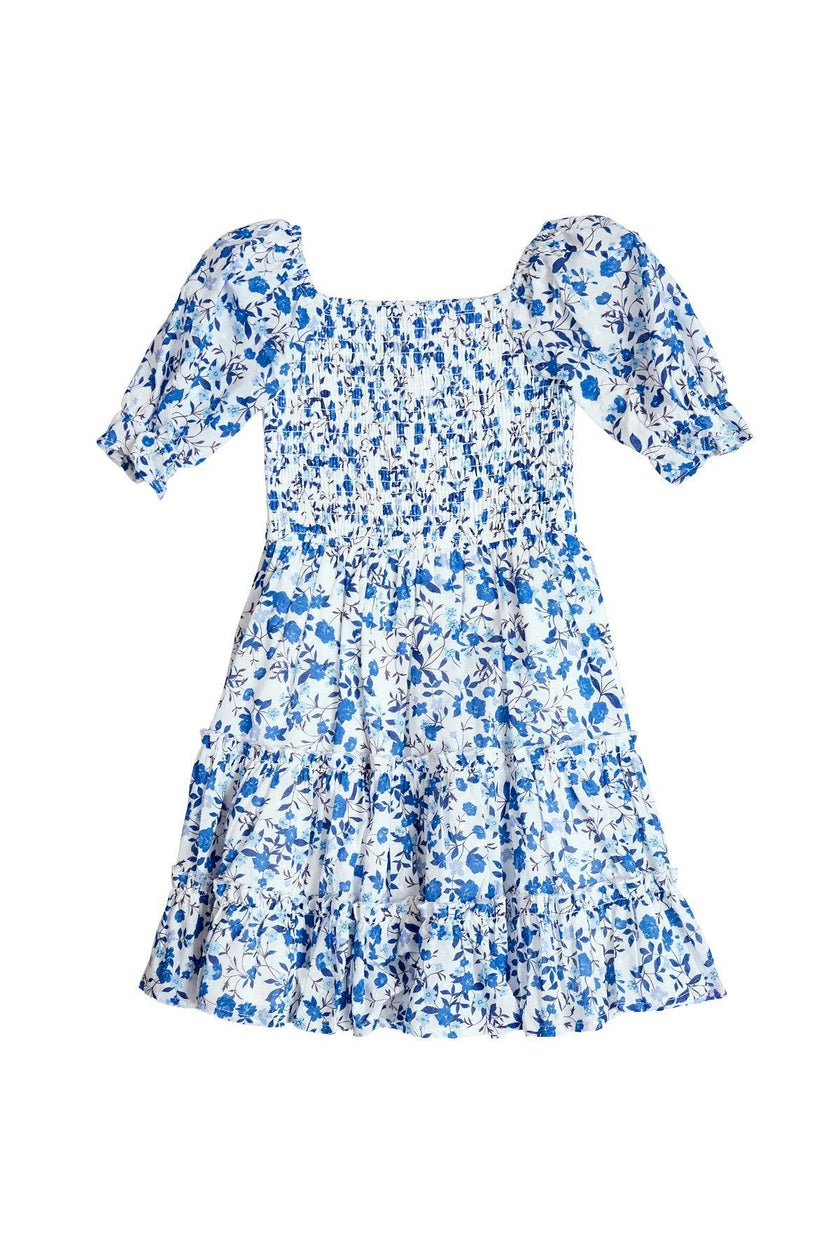 Mini Madeline Dress in Ditsy Cobalt Floral