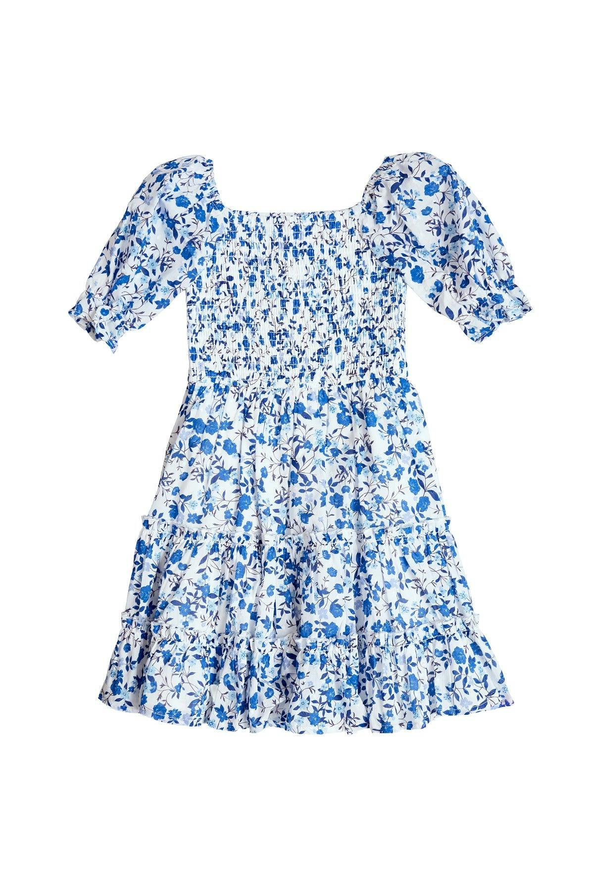Mini Madeline Dress in Ditsy Cobalt Floral
