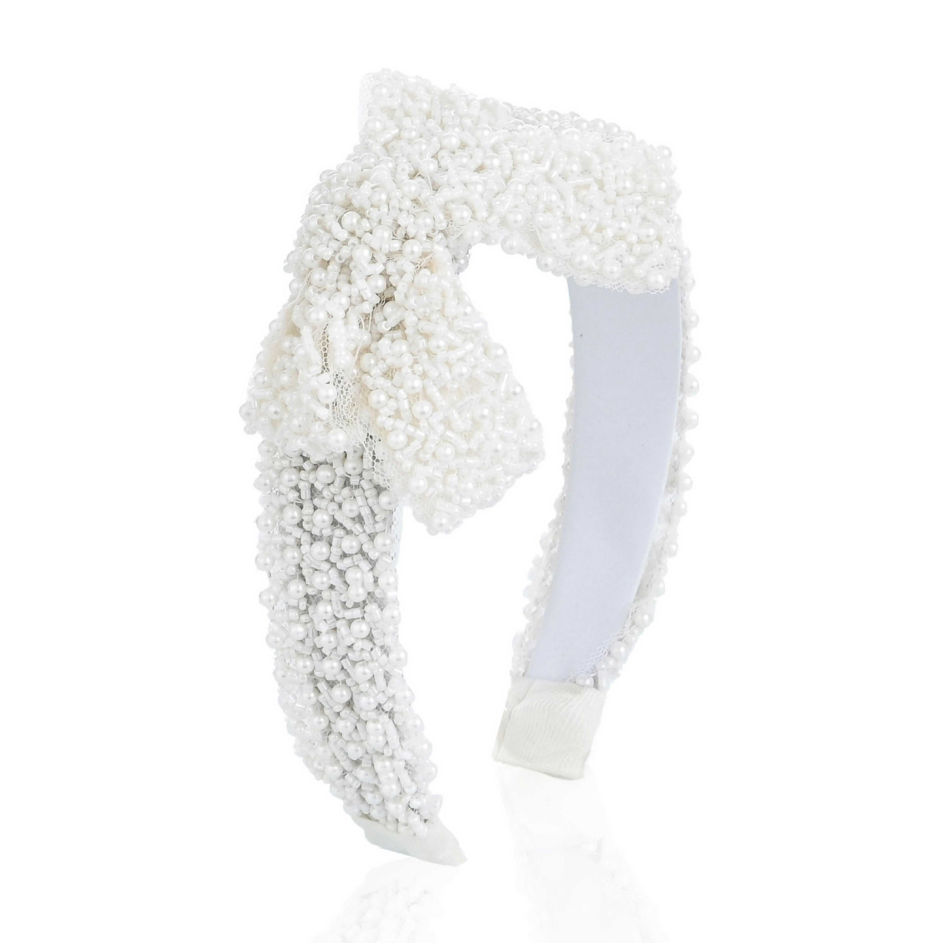 White Pearl Bow Headband