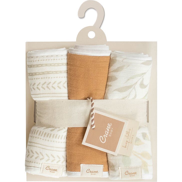 Willow 3-pc. Newborn Burp Cloth Set (Copper/Leaf)