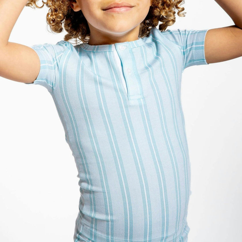 Unisex Pima Striped Shirt & Short Pajamas Set