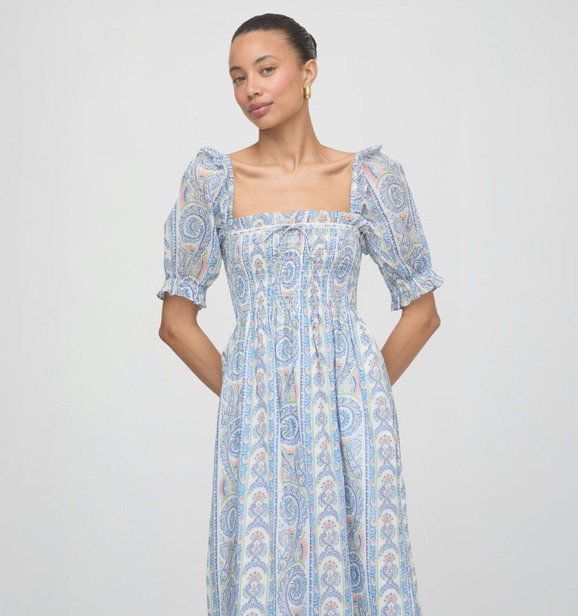 The Scarlett Nap Dress - Blue Corsica Paisley