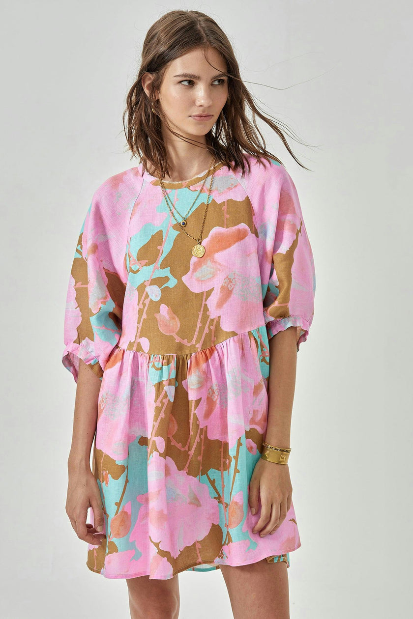Alcala Linen Dress - Aquarela