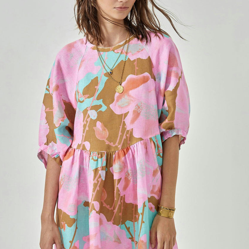 Alcala Linen Dress - Aquarela