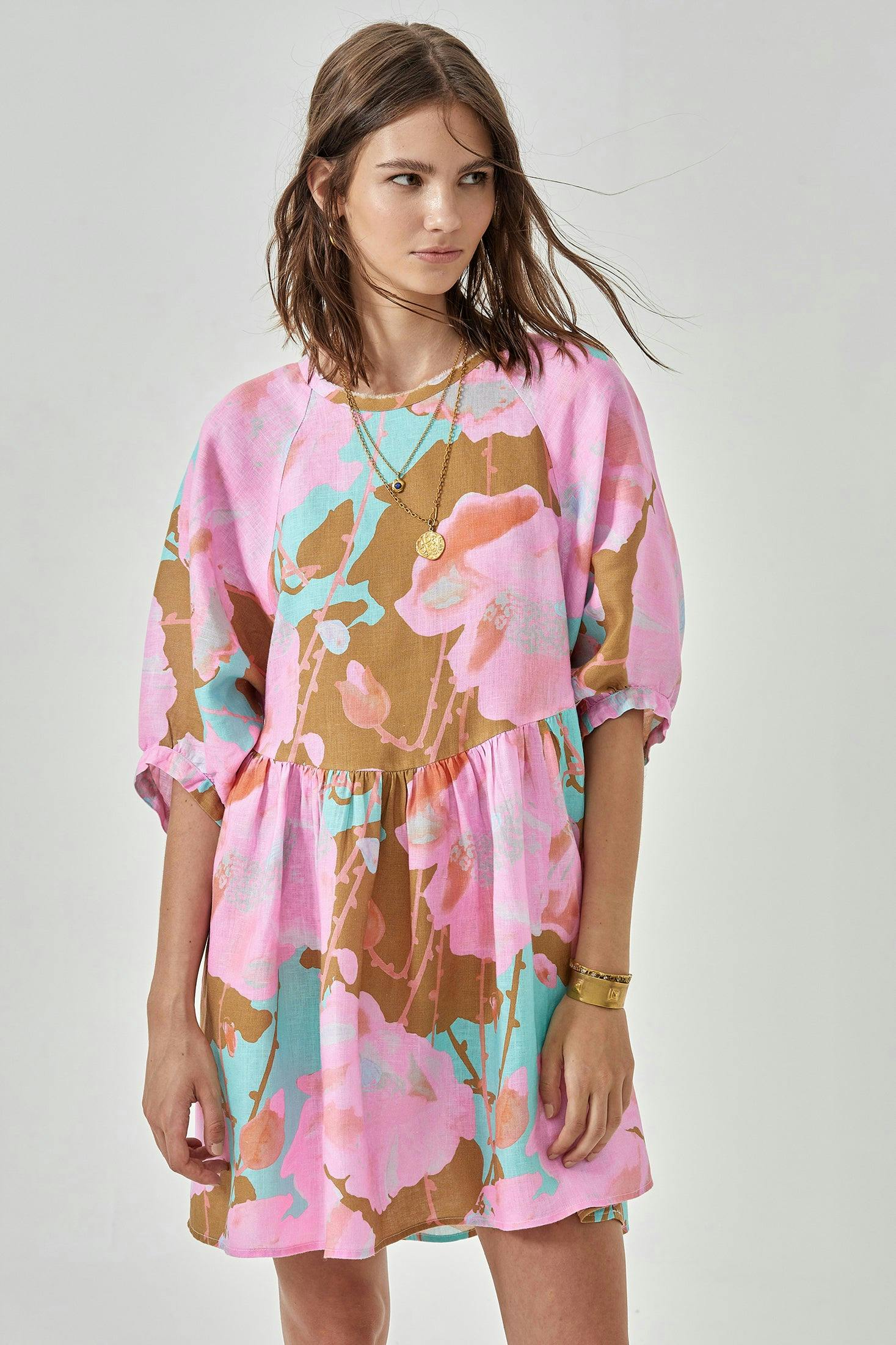 Alcala Linen Dress - Aquarela