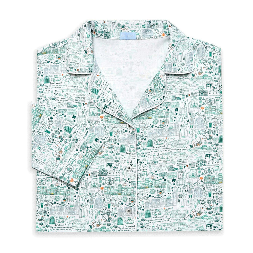 Ireland Women's Button Front Long Pajama Set