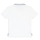 unisex white french terry polo with navy piping