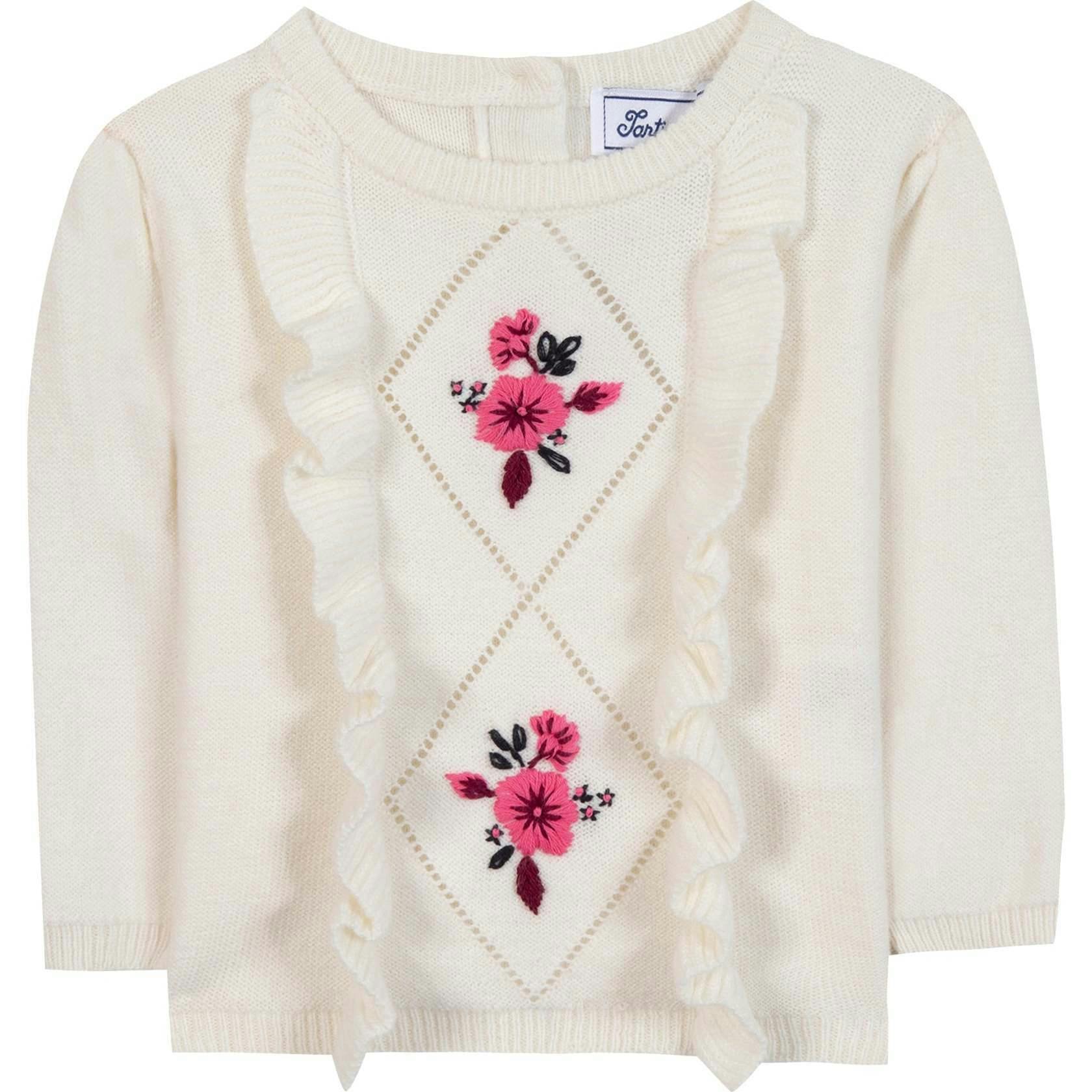 TARTINE ET CHOCOLAT FLOWER SWEATSHIRT - NACRE AND PINK
