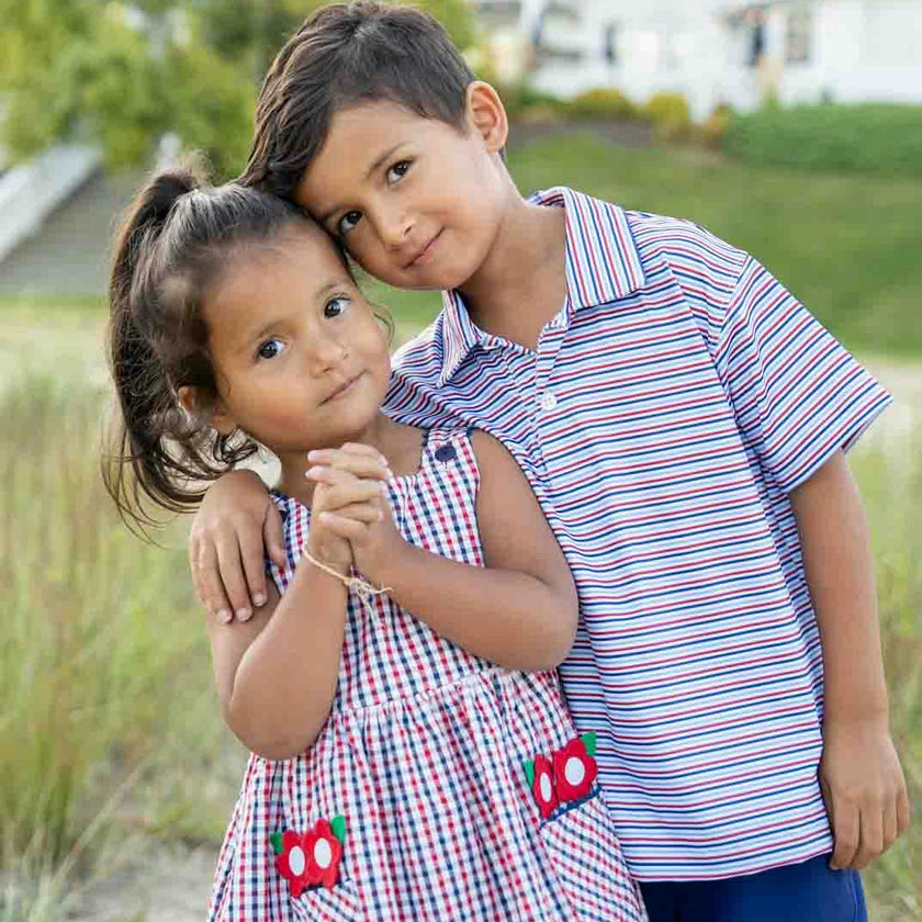 Plaid Seersucker Dress With Flowers