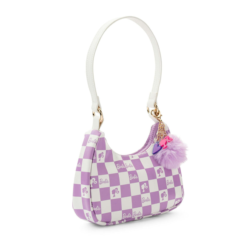 Barbie™ Purple Checkered Kids Hobo Handbag
