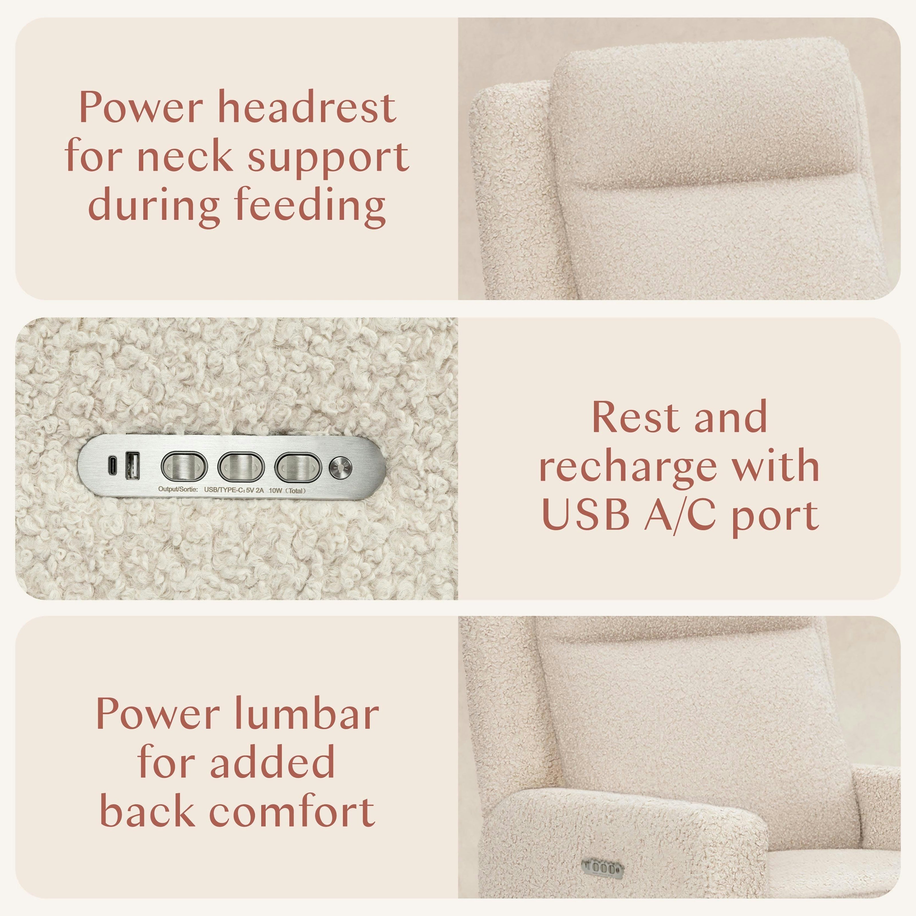 Babyletto Sigi Pro Power Recliner and Swivel Glider with Power Adjustable Headrest and Lumbar Support