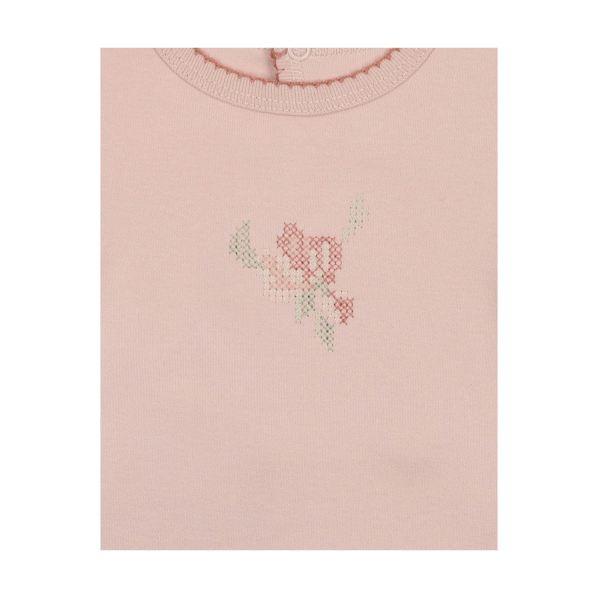 Heirloom Blossom Footie Ivory & Pink