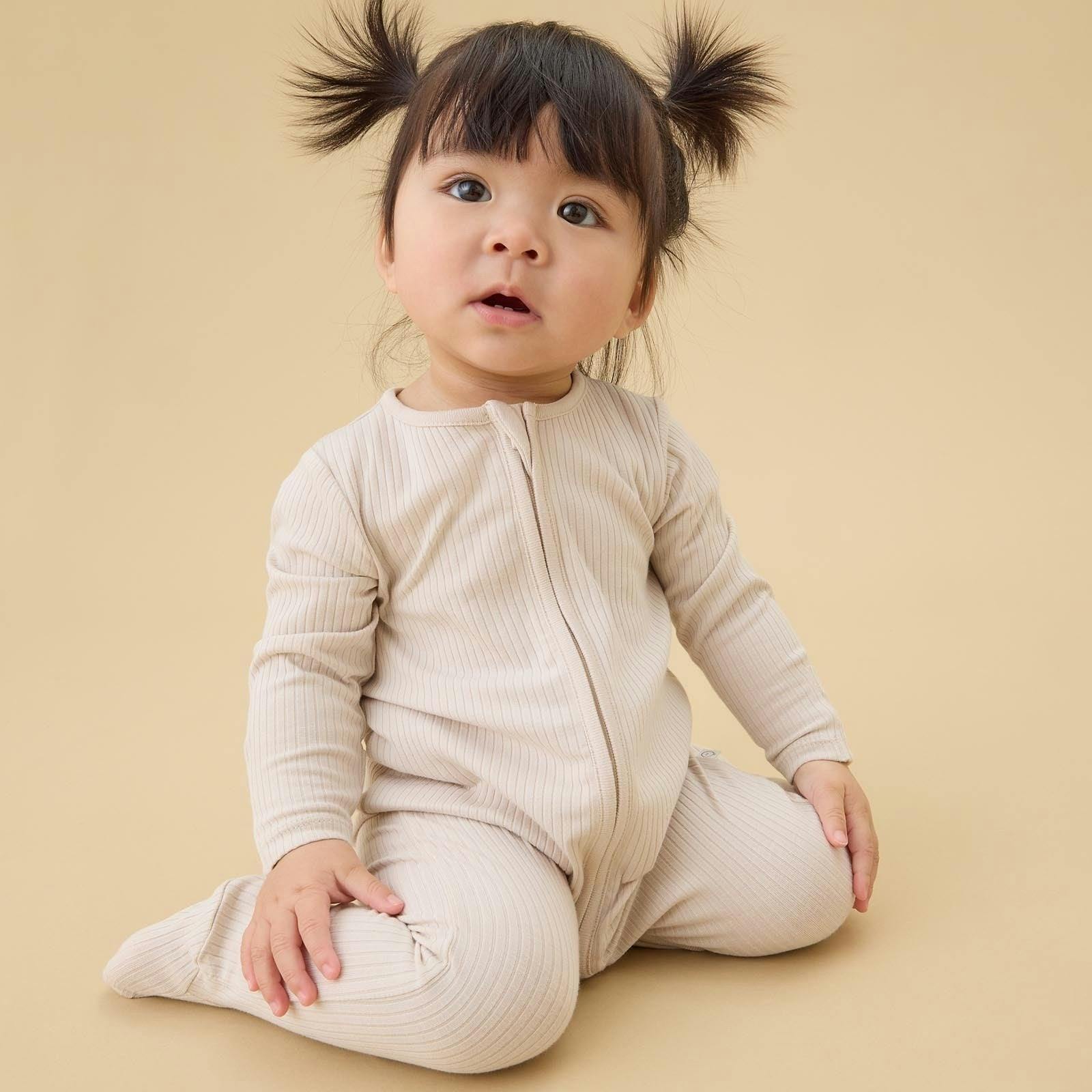 Ribbed Clever Zip Footed Baby Pajamas