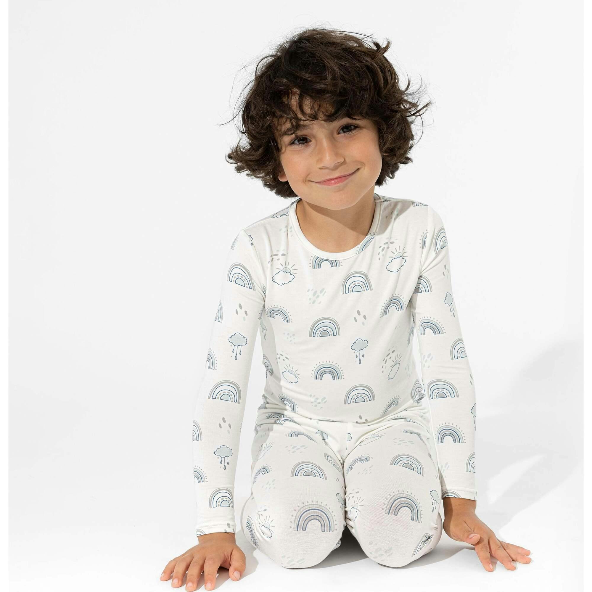 Grey Rainbows Bamboo Kids Pajamas
