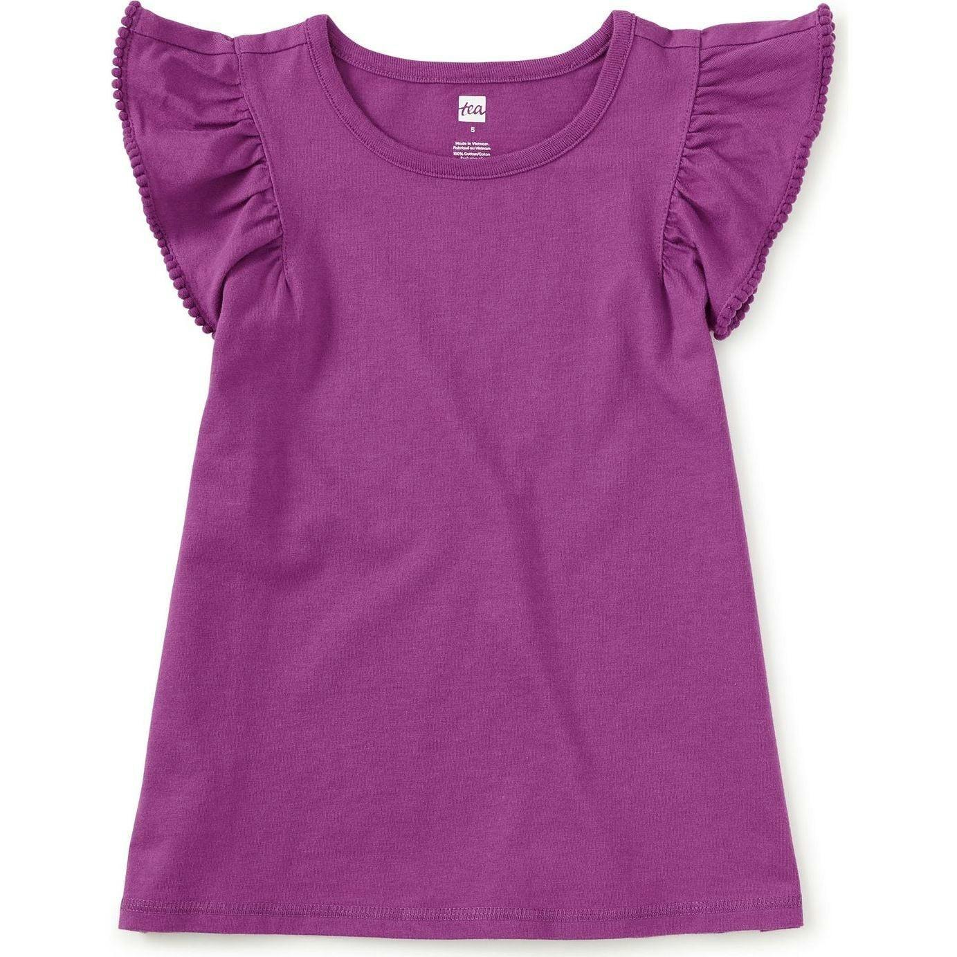 Pom-Pom Flutter Top, Purple