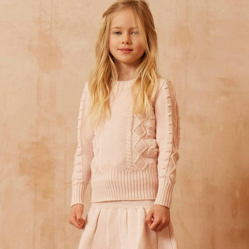 Cable Popcorn Jumper | Blush