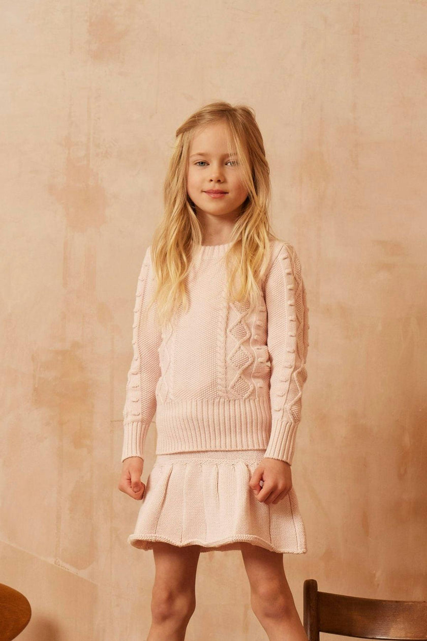 Cable Popcorn Jumper | Blush