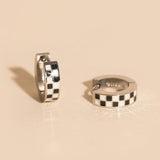 Checkered Chunky Huggie Hoop Earrings