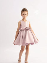 Purple Luminara Ruffle Waist Formal Dress