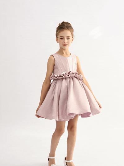 Purple Luminara Ruffle Waist Formal Dress