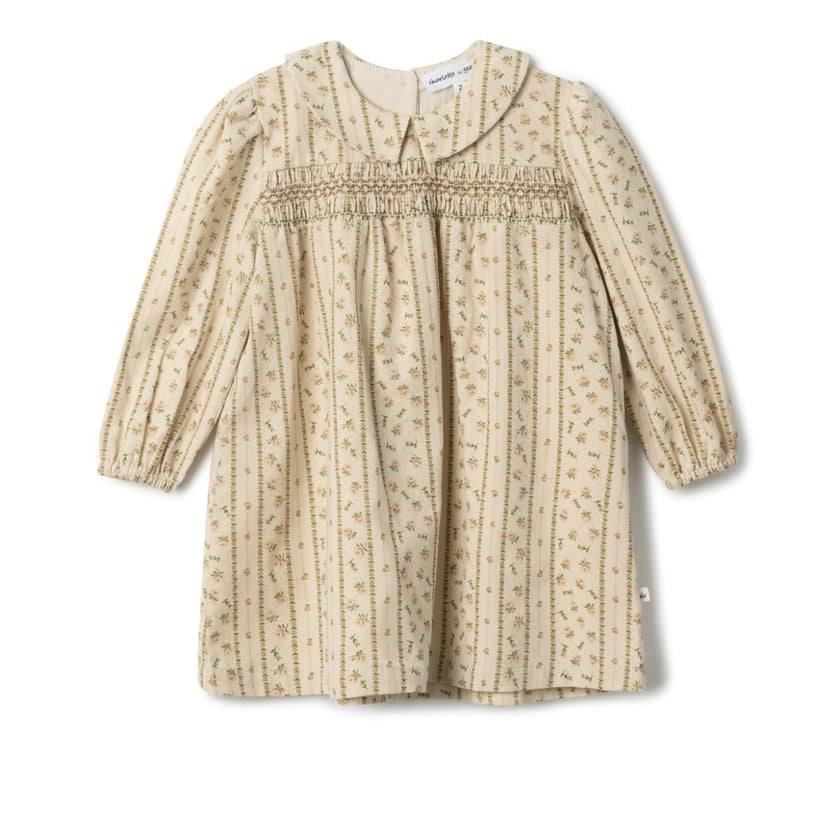 Corduroy Stripe Dress Cream