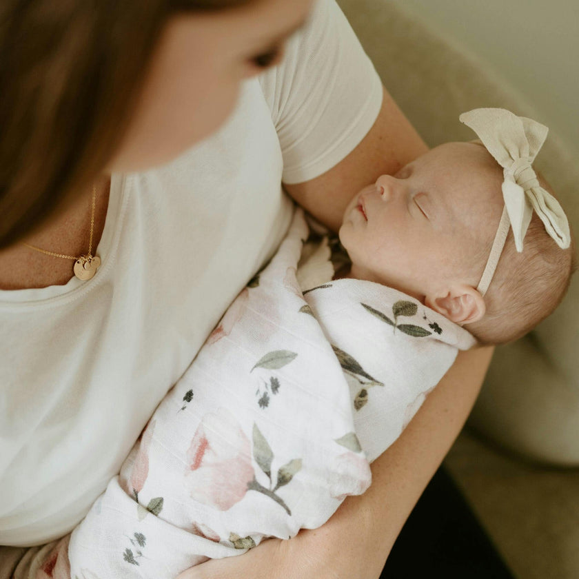 Organic Cotton Muslin Swaddle Blanket - Watercolor Floret