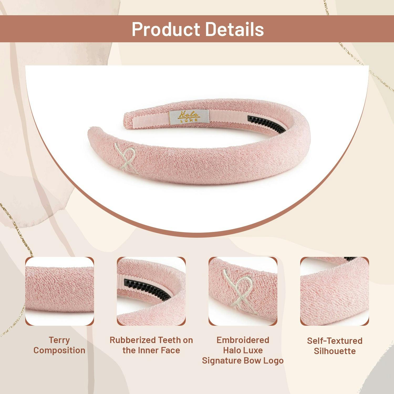 Halo Luxe Signature Terry Logo Headband - Ballet Slipper