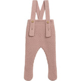 Intricate Pattern Knit Adjustable Straps Front Button Footie Overall