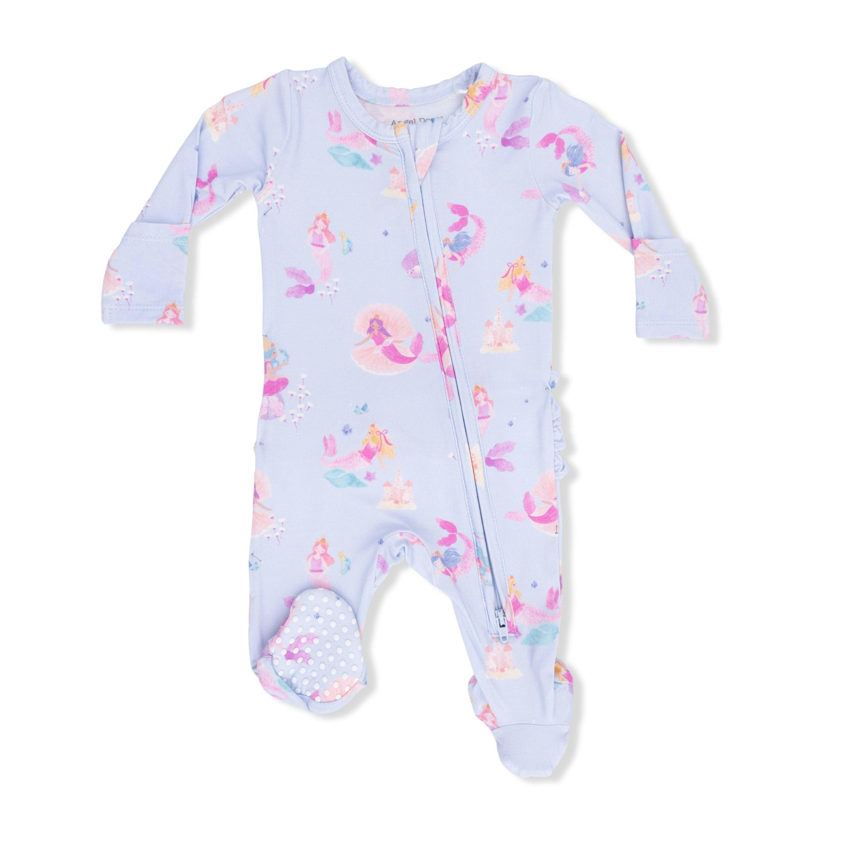 Mermaid Princesses - 2 Way Ruffle Back Zipper Footie