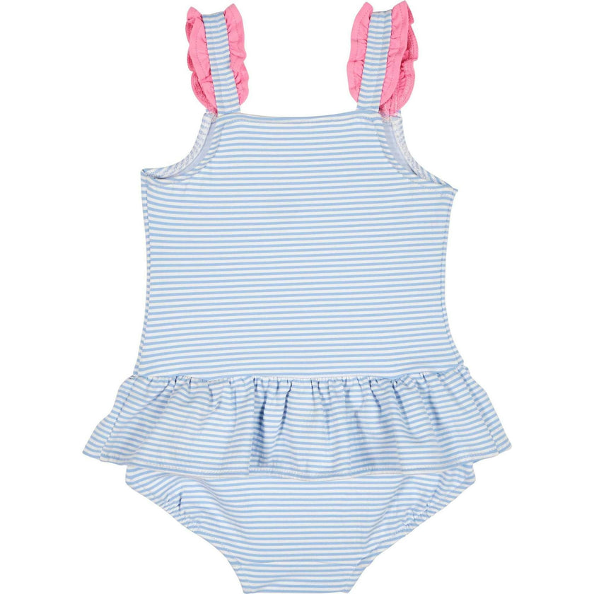 Seersucker Swimsuit With Flowers