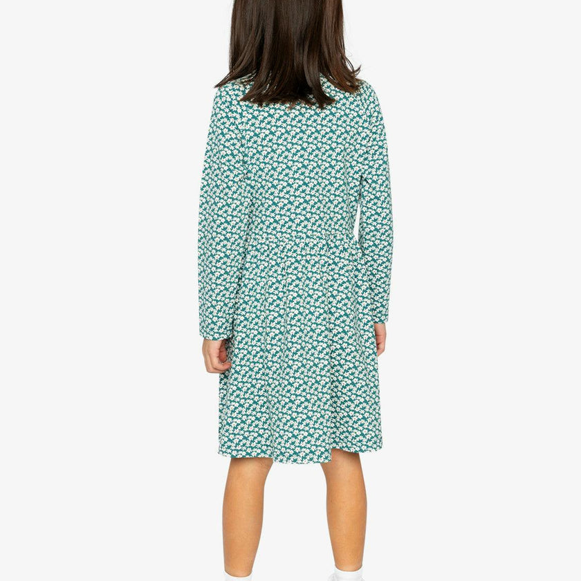 Organic Cotton Dress With Pockets Green Floral Print