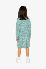 Organic Cotton Dress With Pockets Green Floral Print