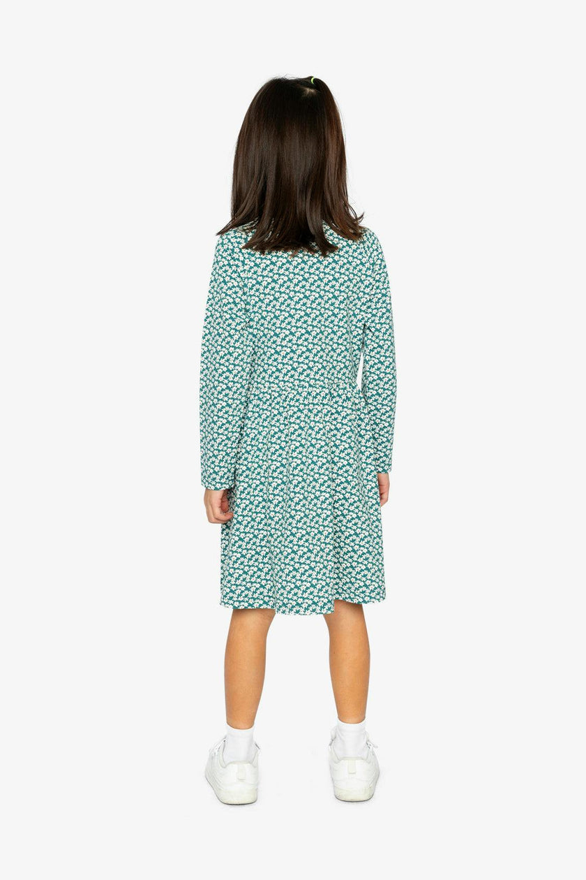 Organic Cotton Dress With Pockets Green Floral Print