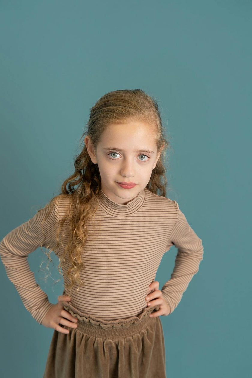 Stripped Mock Neck Top