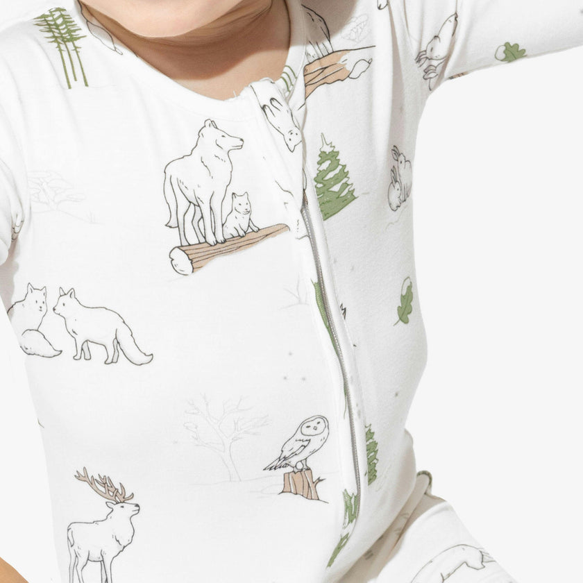 Winter Forest Animals Bamboo Convertible Footie